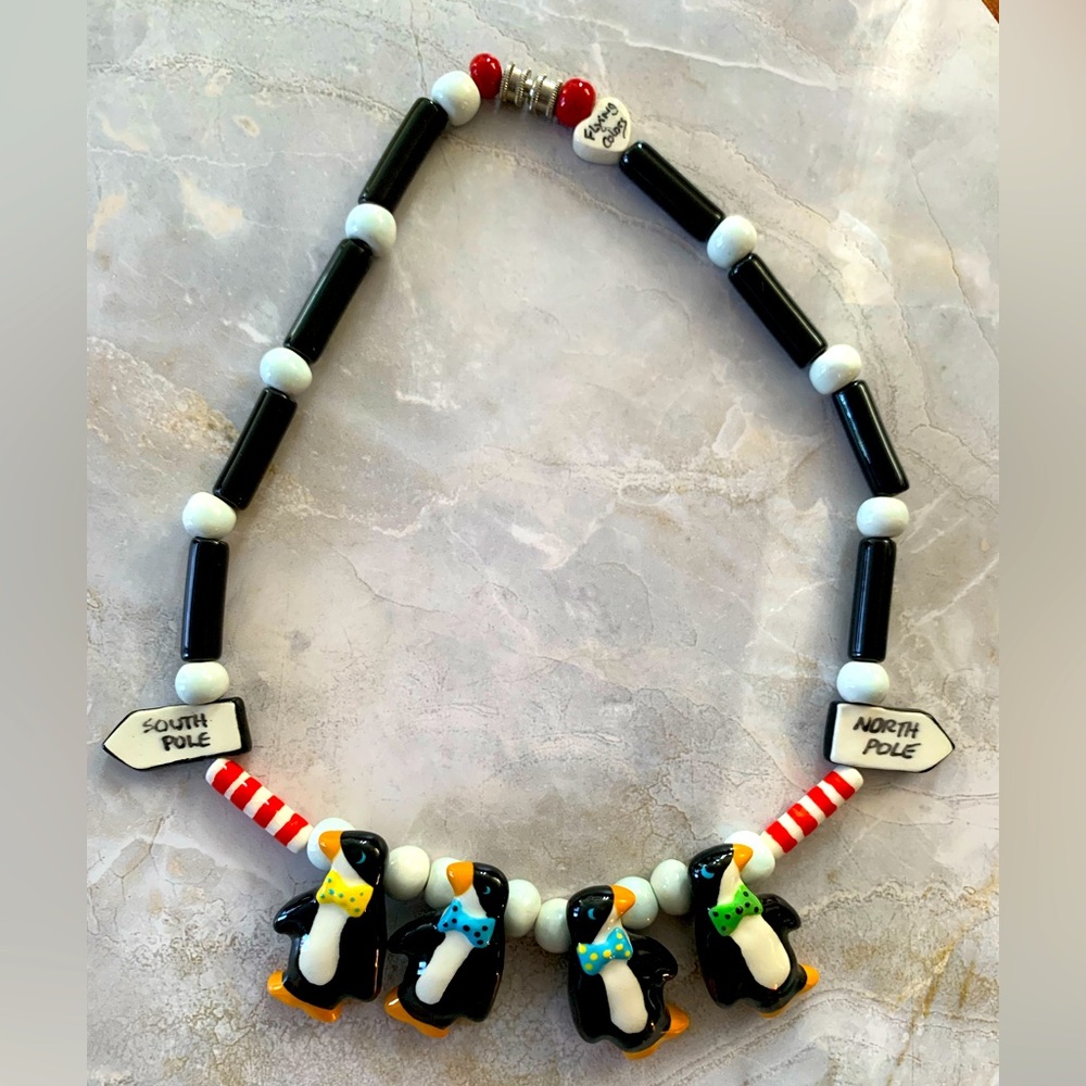 Flying Colors Authentic Ceramic Penguins Necklace